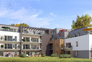 Vue de synthèse de la résidence Le Carré Vert à Plescop par Immo Golfe Bretagne